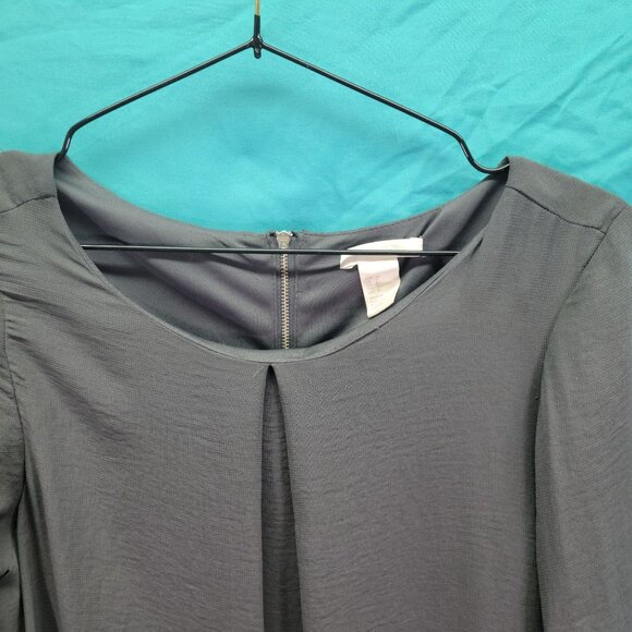 H&M Womens Gray Shift Dress Size 8 3/4 Sleeves Back Zipper Knee-Length - Picture 4 of 10